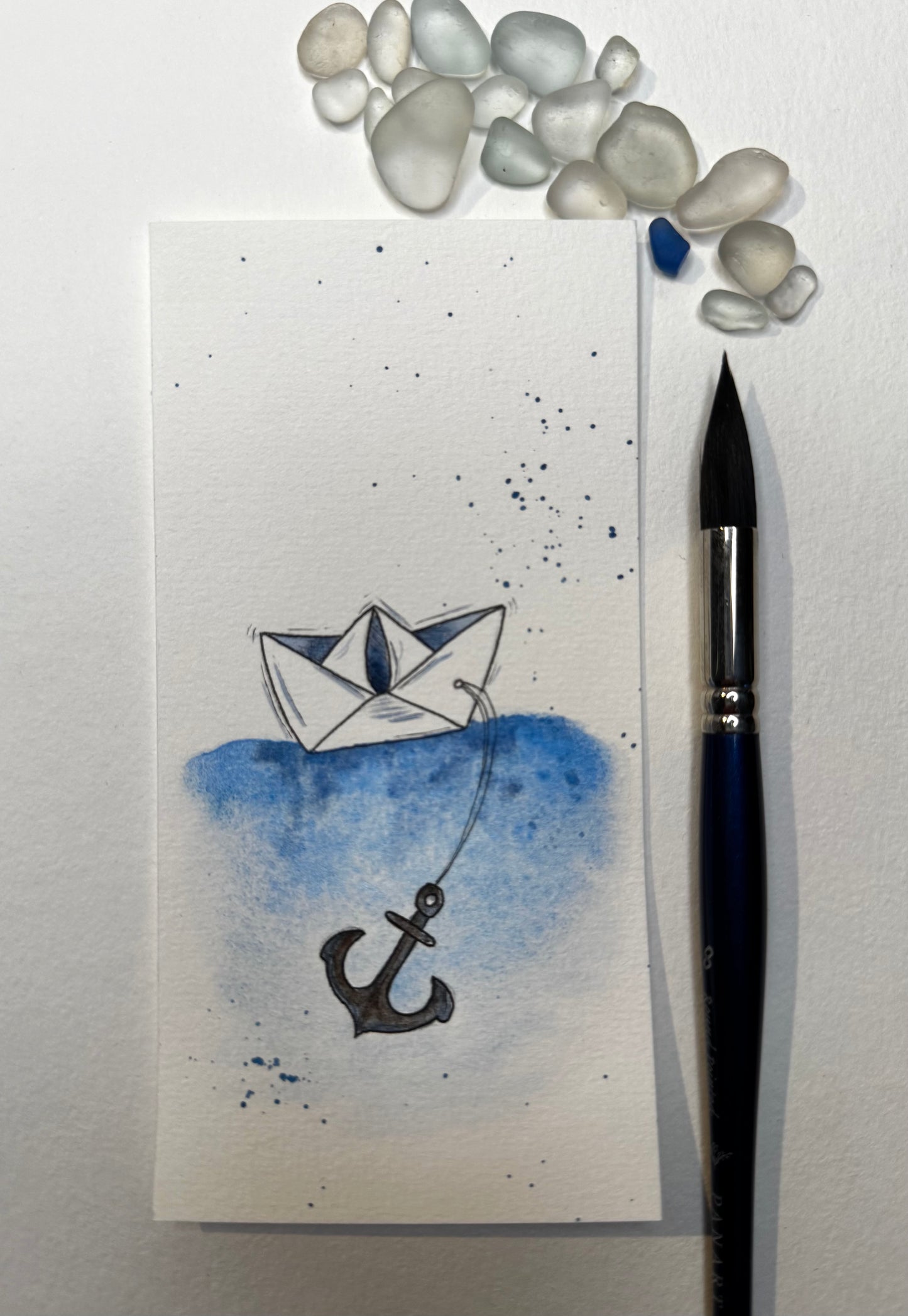 Papierschiffchen Anker