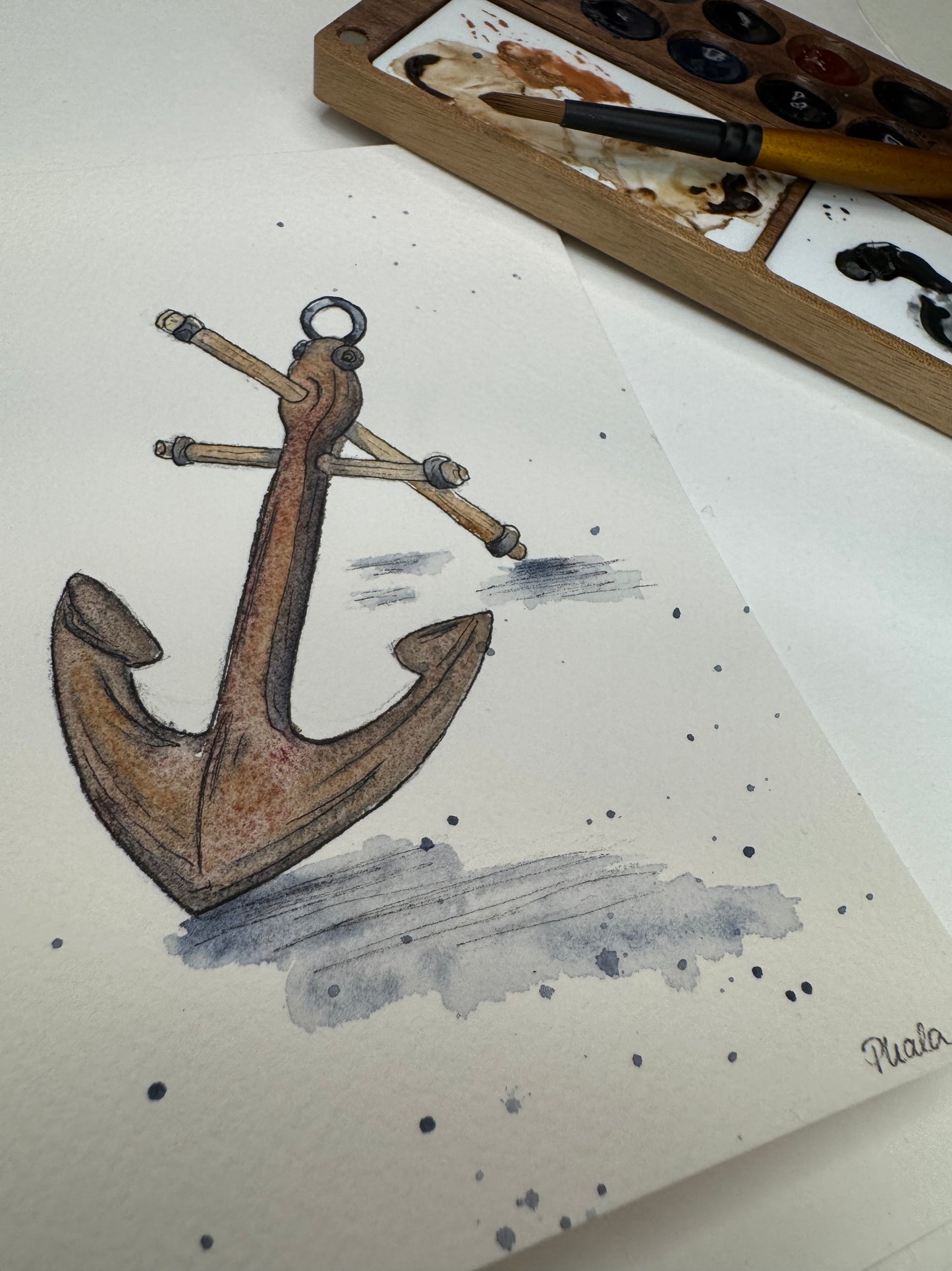 Aquarell Original - Anker 14,5x10,5cm
