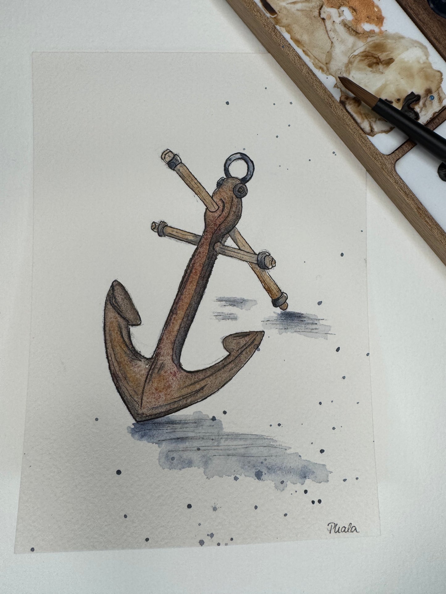 Aquarell Original - Anker 14,5x10,5cm