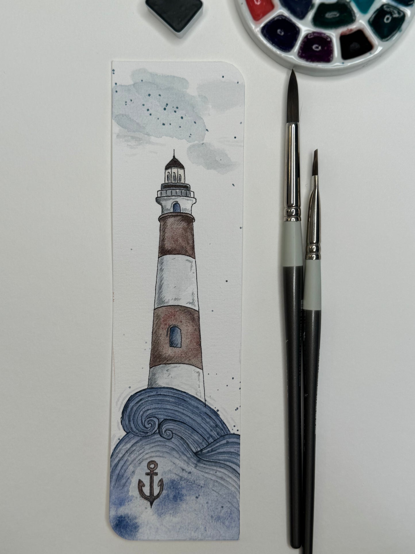 Lesezeichen 20,5x5,5cm Leuchtturm mit Anker