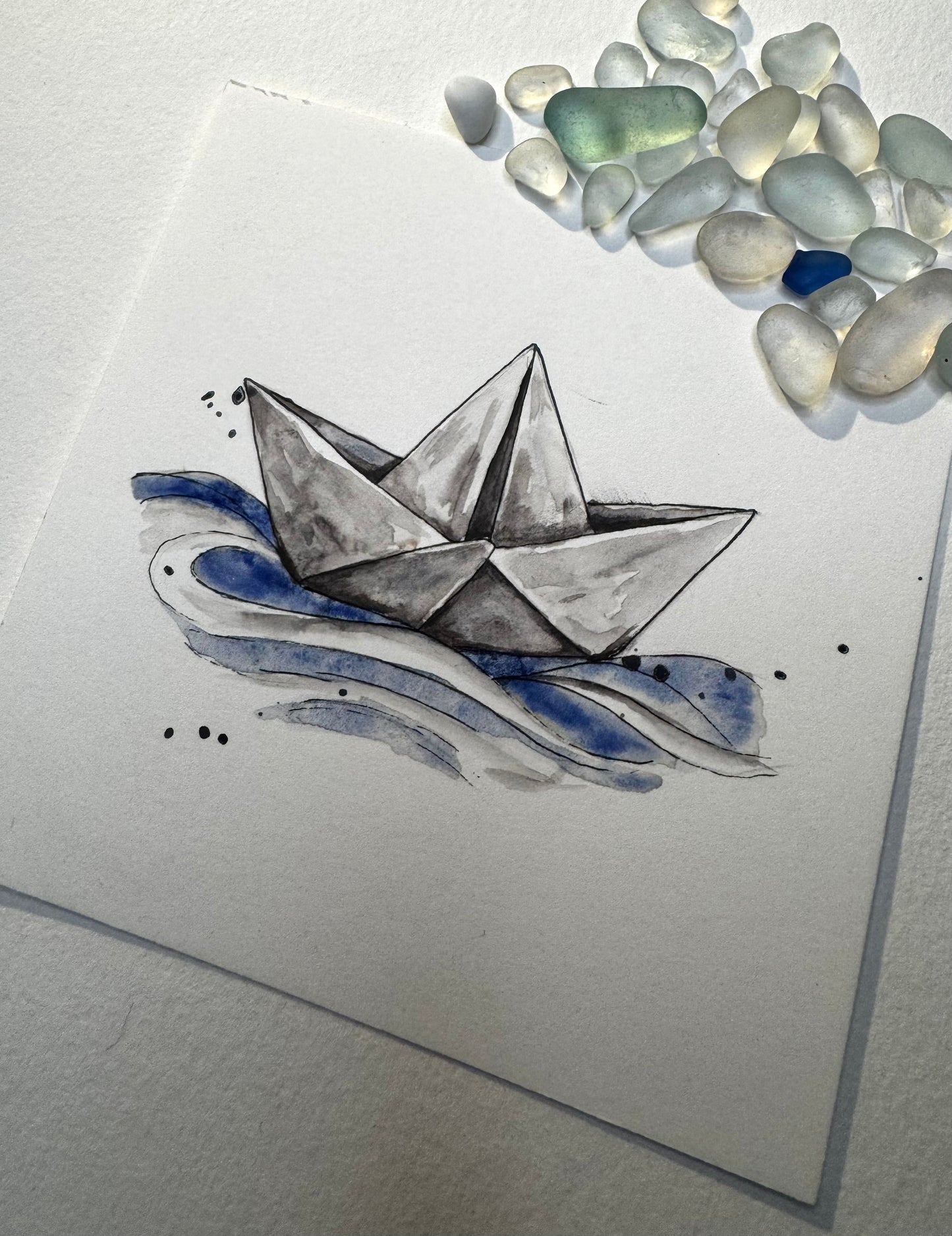 Papierschiffchen Aquarell