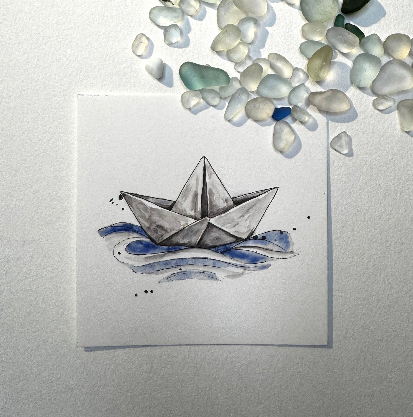 Papierschiffchen Aquarell