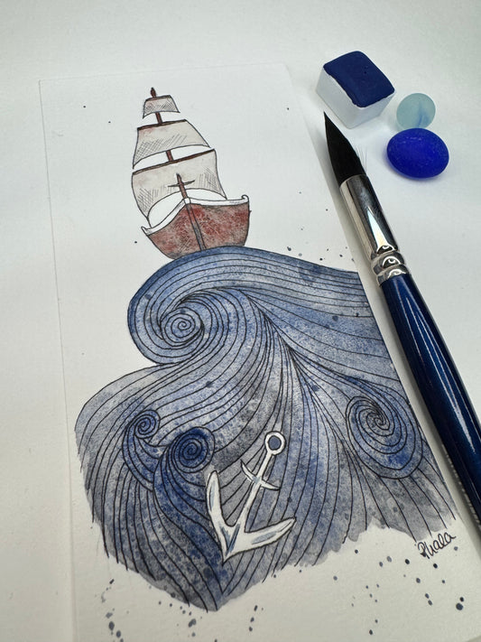 Postkarte Mini Original 14,5x7,5cm - Stormy Sea
