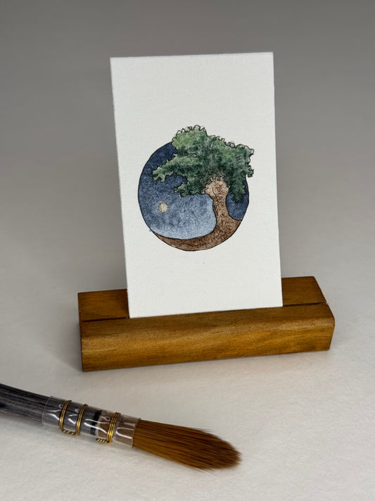 Mini Kunst 8x5cm Blauer Baum