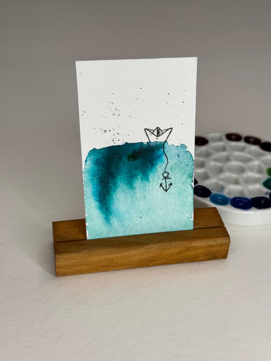 Mini Kunst 8x5cm Meer & Anker